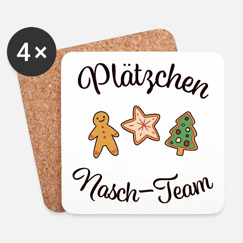 "PLÄTZCHEN - NASCH - TEAM" Weihnachten backen - Untersetzer (4er-Set) - Weiß