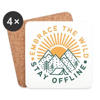 Embrace The Wild Stay Offline - Coasters (set of 4) - white - Front