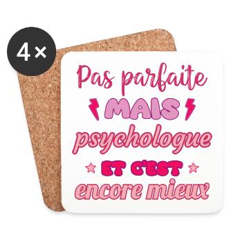 Pas parfaite mais psychologue,idée cadeau - Dessous de verre (lot de 4) - blanc - Devant
