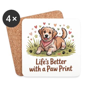 Life's Better with a Paw Print - Coasters (set of 4) - white - Front
