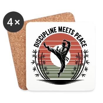 La discipline rencontre la paix - Dessous de verre (lot de 4) - blanc - Devant