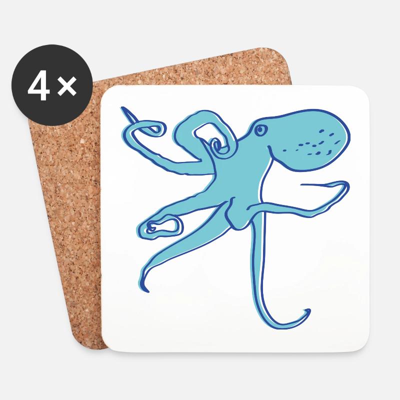 Octopus - Coasters (set of 4) - white