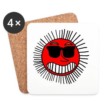 Lächelnde Sonne mit Brille - Untersetzer (4er-Set) - Weiß - Vorne