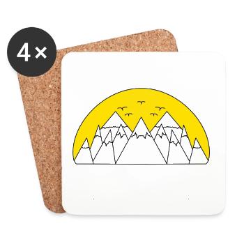 Soleil, neige et montagnes - Dessous de verre (lot de 4) - blanc - Devant