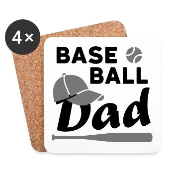 Baseball dad (game ball, baseball cap, baseball sc - Coasters (set of 4) - white - Front