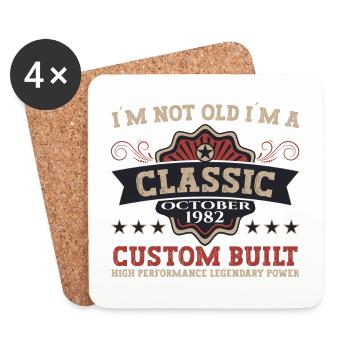 Classic October 1982 40th Birthday Gift - Coasters (set of 4) - white - Front