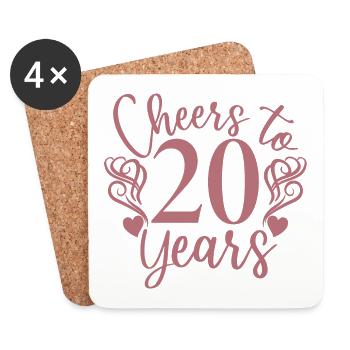 Vive le 20e anniversaire de ses 20 ans - Dessous de verre (lot de 4) - blanc - Devant