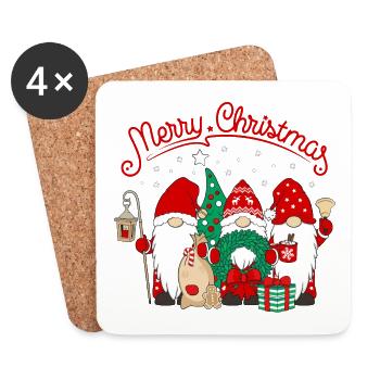 Elves Christmas Merry Christmas Gnomies - Coasters (set of 4) - white - Front