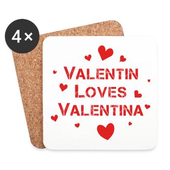 Valentine's Day Valentine Red Hearts - Coasters (set of 4) - white - Front