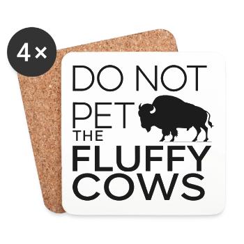 Fluffy Cows Bison Pet für einen Bison-Fan oder - Untersetzer (4er-Set) - Weiß - Vorne