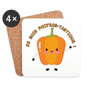 Je suis poivron tastique - Dessous de verre (lot de 4) - blanc - Devant
