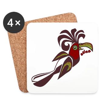 Bird of Paradise Salsa Bird Calypso Retro Dancing - Coasters (set of 4) - white - Front