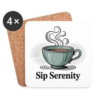 Sip Serenity – Sanfter Morgenzauber - Untersetzer (4er-Set) - Weiß - Vorne