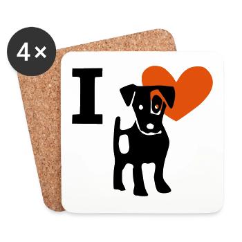 J'aime Jack Russel J'aime Jack Russel - Dessous de verre (lot de 4) - blanc - Devant