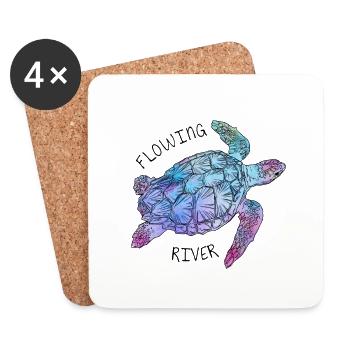 Tortoise - Flowing River - Coasters (set of 4) - white - Front