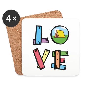 I Love Camping - Camper Liebe - Untersetzer (4er-Set) - Weiß - Vorne