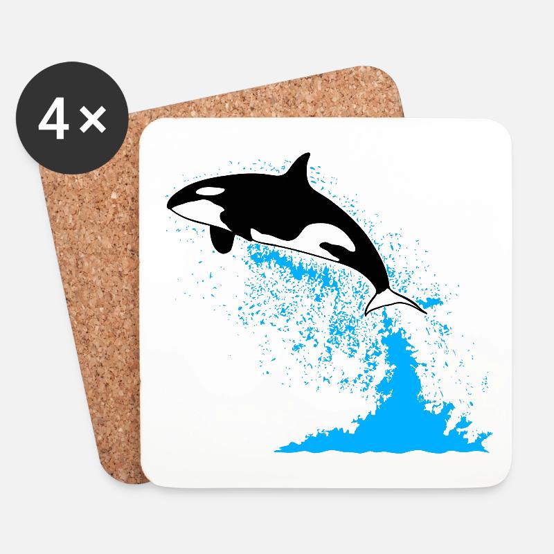Orca, Killerwal, Schwertwal, killer whale, sea - Untersetzer (4er-Set) - Weiß
