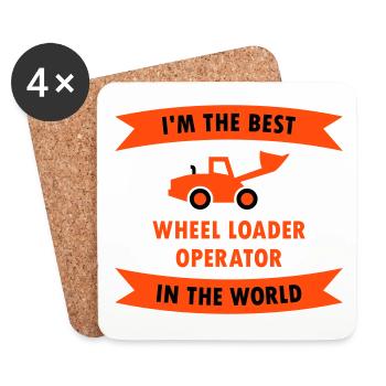 I'm the best wheel loader operator in the world - Coasters (set of 4) - white - Front