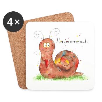 Schnecke Emma - Untersetzer (4er-Set) - Weiß - Vorne