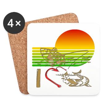 I love fishing fishing from a classic boat classic design - Coasters (set of 4) - white - Front