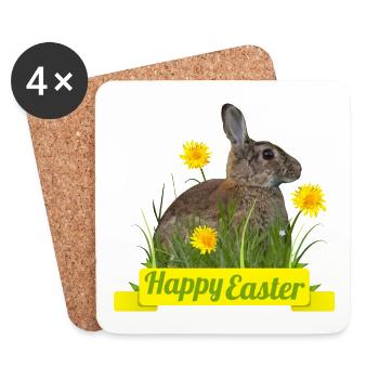 Happy Easter rabbit cony - Coasters (set of 4) - white - Front