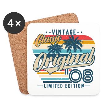 2008 Vintage Vintage Retro Birthday Gift - Coasters (set of 4) - white - Front