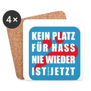 Kein Platz für Hass NIE WIEDER IST Genau JETZT - Untersetzer (4er-Set) - Weiß - Vorne