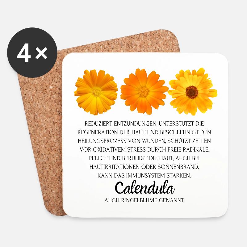 Ringelblumen Design - Untersetzer (4er-Set) - Weiß