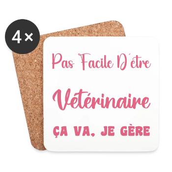 Maman Vétérinaire Idée Cadeau Métier Citation - Dessous de verre (lot de 4) - blanc - Devant