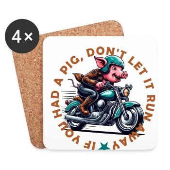 Si vous aviez un cochon, ne le laissez pas s’enfuir - Dessous de verre (lot de 4) - blanc - Devant