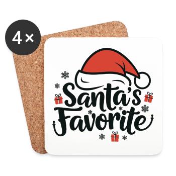 Le chapeau de Père Noël préféré du Père Noël - Dessous de verre (lot de 4) - blanc - Devant