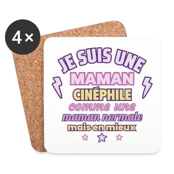 Maman cinéphile, cadeau fête des mères, Cinéma - Dessous de verre (lot de 4) - blanc - Devant
