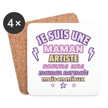 Maman artiste, cadeau fête des mères, Création - Dessous de verre (lot de 4) - blanc - Devant