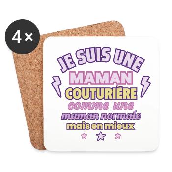 Maman couturière, cadeau fête des mères, Couture - Dessous de verre (lot de 4) - blanc - Devant