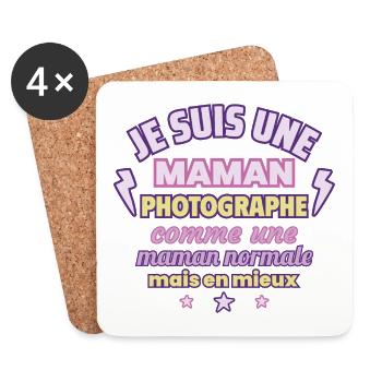 Maman photographe, cadeau fête des mères, Photo - Dessous de verre (lot de 4) - blanc - Devant