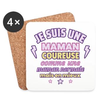 Maman coureuse, cadeau fête des mères, Running - Dessous de verre (lot de 4) - blanc - Devant