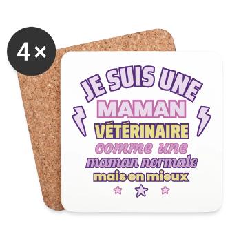 Maman vétérinaire, cadeau fête des mères, animaux - Dessous de verre (lot de 4) - blanc - Devant