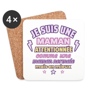 Maman attentionnée, cadeau fête des mères, amour - Dessous de verre (lot de 4) - blanc - Devant