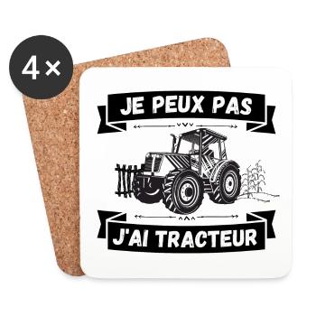 Je peux pas j'ai tracteur - Dessous de verre (lot de 4) - blanc - Devant