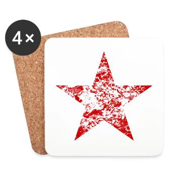 Rocker rouge étoile rouge - Dessous de verre (lot de 4) - blanc - Devant