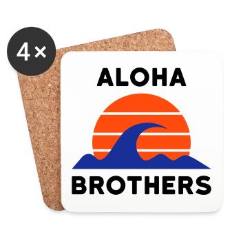 Aloha brothers (Sonne mit Linien, Wellen) - Untersetzer (4er-Set) - Weiß - Vorne