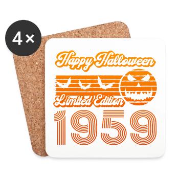 Halloween Pumpkin Birthday Year 1959 Vintage - Coasters (set of 4) - white - Front