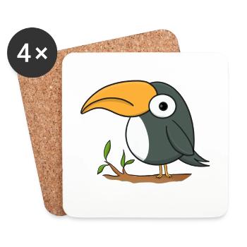 Funny toucan on a branch - Coasters (set of 4) - white - Front