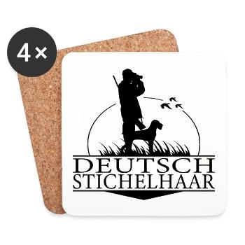DEUTSCH STICHELHAAR Jagdhunde Jäger Hunde Wilsigns - Untersetzer (4er-Set) - Weiß - Vorne