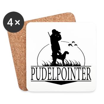 PUDELPOINTER Hunting Dogs Hunting Hunter Wilsigns - Coasters (set of 4) - white - Front