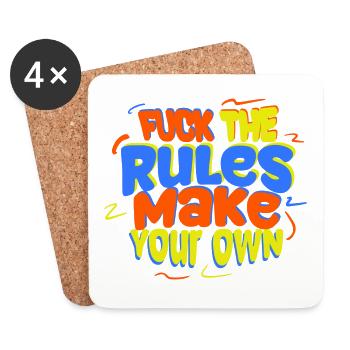 Fuck the Rules, make your own! colorful gift idea - Coasters (set of 4) - white - Front