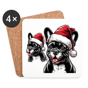 French Bulldog Santa Claus Gifts - Coasters (set of 4) - white - Front