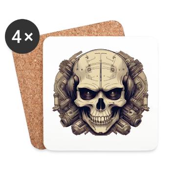 Bionic Skull - Comic Style Logo - Coasters (set of 4) - white - Front