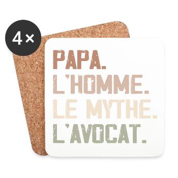 Papa, der Mann, der Mythos, der Anwalt - Untersetzer (4er-Set) - Weiß - Vorne