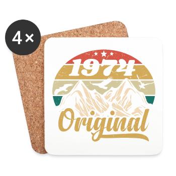 Original 1974 Vintage Anniversaire Cadeau 1974 - Dessous de verre (lot de 4) - blanc - Devant